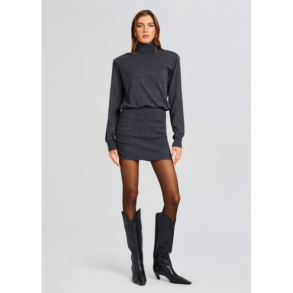 Ser.o.ya Alexandria Sweater Dress Large Gray Turtleneck Blouson Long Sleeve - Picture 3 of 8